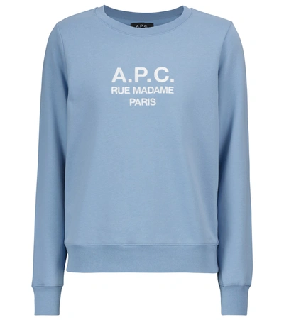 Apc Tina Logo Cotton Sweatshirt In Blue