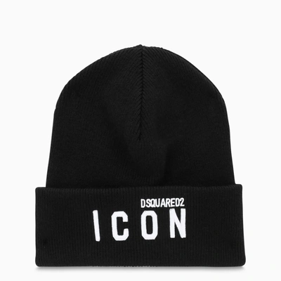 Dsquared2 Black Cap Bonnet With Contrasting Lettering