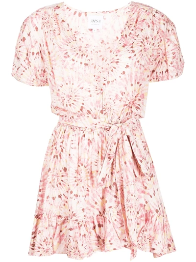 Misa Tie-dye Wrap Mini Dress In Pink