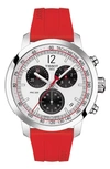 Tissot Prc 200 Chronograph Rubber Strap Watch, 43mm In Silver
