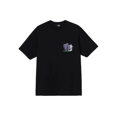 Stussy Mens Black Desert Bloom Graphic-print Cotton-jersey T-shirt Xs