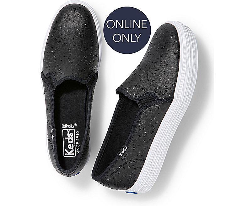 keds triple decker slip on black