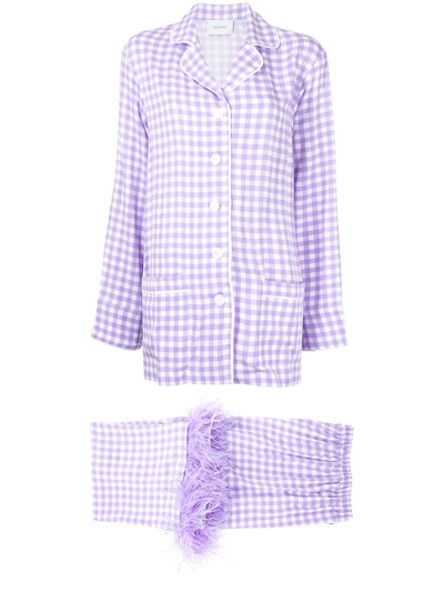 Sleeper Party Pyjama Set With Feathers In White,purple