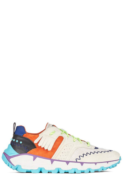 Etro Earthbeat Sneakers In Leather And Paisley Fabric In White