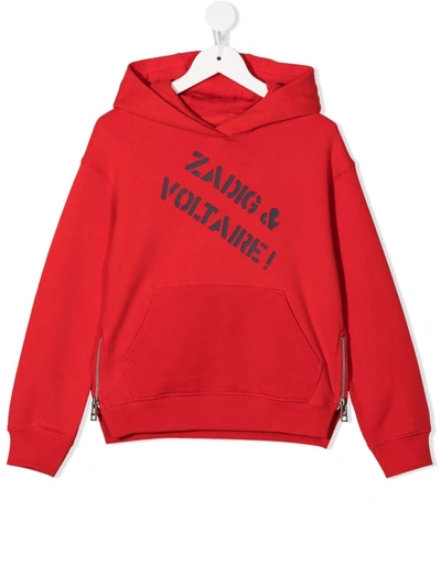 Zadig & Voltaire Teen Logo-print Pullover Hoodie In Red
