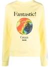 Msgm Fantastic Logo-print Crew Neck Sweatshirt In Yellow