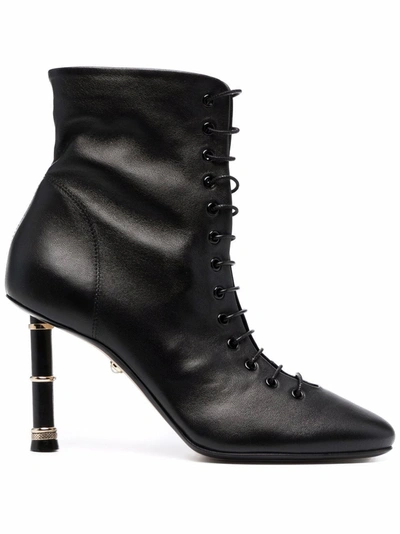 Alevì Love 090 High Heels Ankle Boots In Black Leather