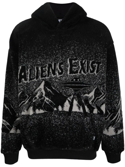 Diesel Aliens Exist Plush Teddy Bear Hoodie In Black | 