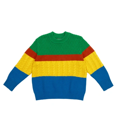 Stella Mccartney Kids' Colourblocked Fancy-knit Jumper In Green