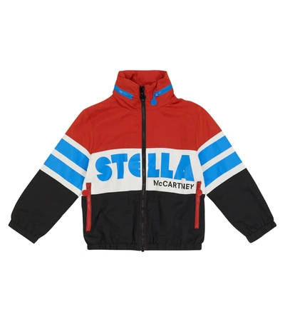 Stella Mccartney Kids' Colour-blocked Logo Print Jacket In Red