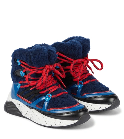 Stella Mccartney Kids' Colblock Faux-fur Lined Hiking Boots In Blue