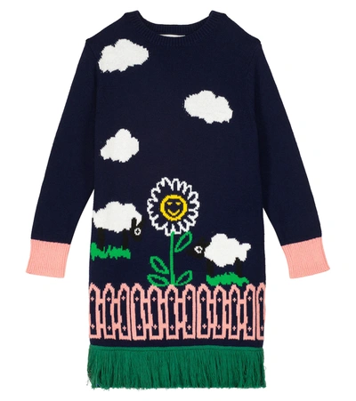 Stella Mccartney Kids' Flower-intarsia Knitted Vest Top In Navy