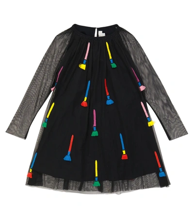 Stella Mccartney Kids' Paintbrushes Embroidered Dress Black