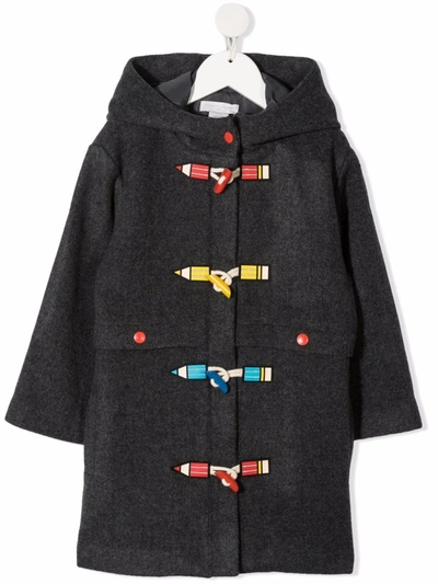 Stella Mccartney Kids' Pencil-toggle Wool Coat In Grey