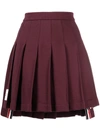 Thom Browne Drop Back Pleated Cotton Miniskirt In Dark Red