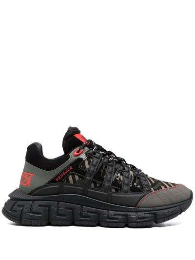 Versace Red And Black Leather Trigreca Sneakers