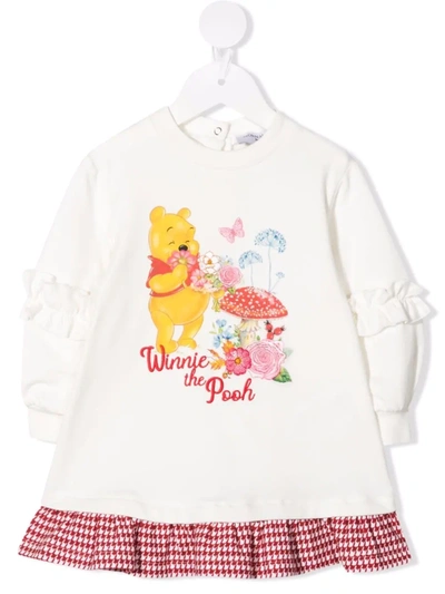 Monnalisa Babies' Winnie-the-pooh Jumper Dress In White