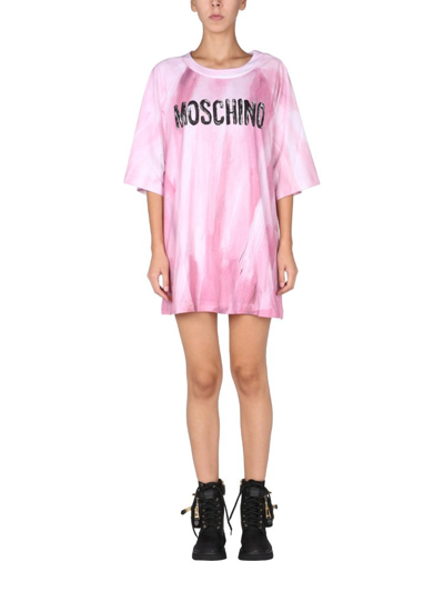 Moschino Pink Brush Stroke Lettering Bikini Moschino