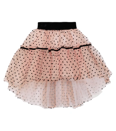 Monnalisa Kids' Polka Dotted Tulle Skirt In Pink