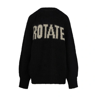 Rotate Birger Christensen Brandy  Black Merino Wool Oversize Sweater With Logo Rotate Woman