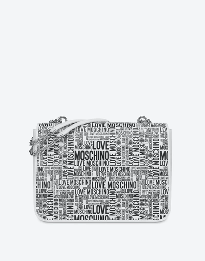 Love Moschino Allover Logo Shoulder Bag In White