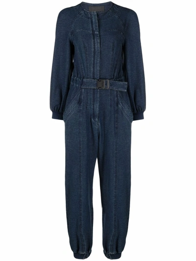 Alberta Ferretti Belted Denim Jumpsuit In Blu