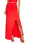 Susana Monaco High Waist Wrap Front Crepe Maxi Skirt In Red Morello