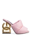 Dolce & Gabbana Dg Interlocking High Heel Quilted Slide Sandals In Pink