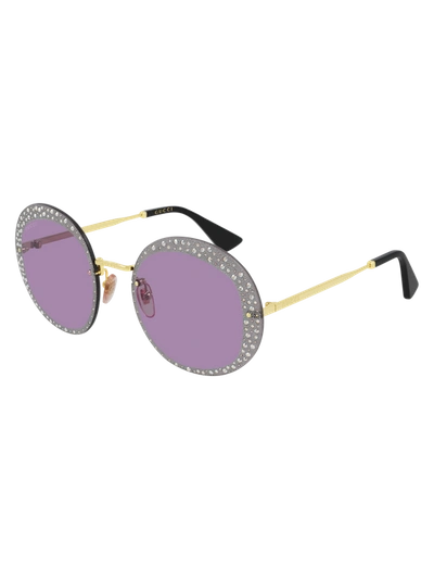 Gucci Gg0899s Sunglasses In Gold Gold Violet