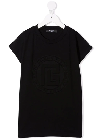 Balmain Kids' Debossed-logo T-shirt In Black