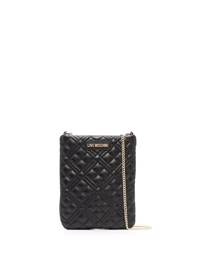 Love Moschino Thin Quilted Faux-leather Bag In Black