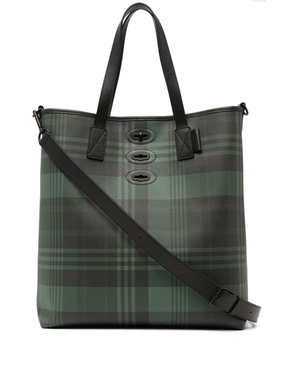 Mulberry Bryn Tartan-check Tote Bag In Green