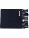 Acne Studios Womens Navy Blue Canada New Logo-embroidered Wool Scarf