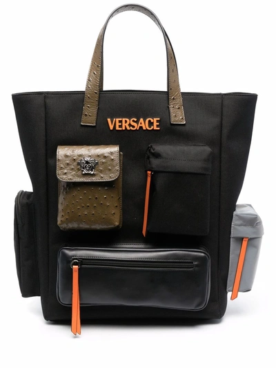 Versace Medusa-head Motif Tote Bag In Schwarz