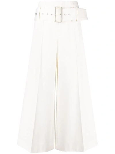 10 Corso Como High-waist Belted Wide-leg Trousers In Weiss
