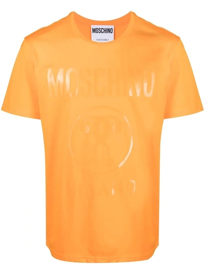 Moschino Double Question Mark Logo-print T-shirt In Orange