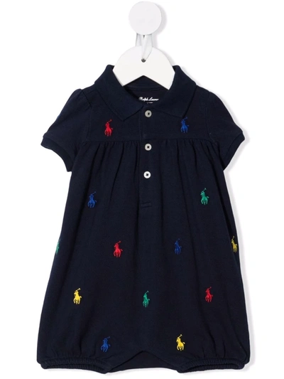 Ralph Lauren Babies' All-over Polo Pony Playsuit (3-24 Months) In 蓝色