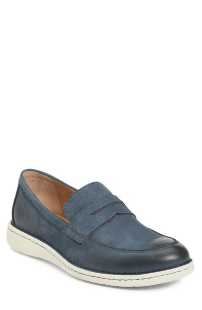 Born Taylor Penny Loafer In Navy Nubuck