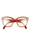 Celine 51mm Round Reading Glasses In Blonde Havana