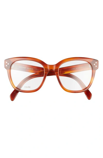 Celine 51mm Round Reading Glasses In Blonde Havana