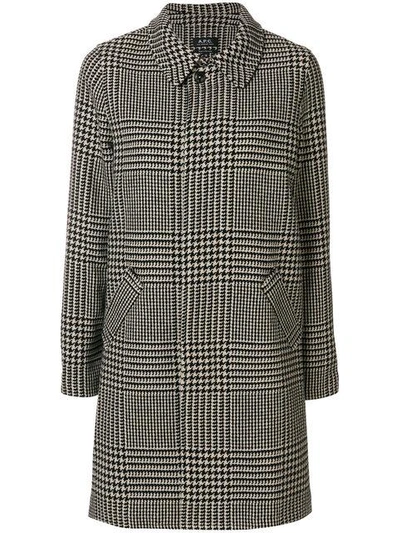 Apc Houndstooth Checked Coat In Faux Noir