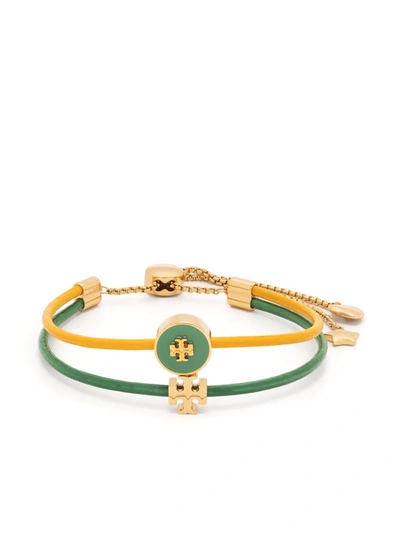 Tory Burch Kira Enamel Slider Bracelet In Green,gold