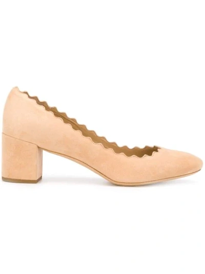 Chloé Scalloped Ballerina Pumps In Neutrals