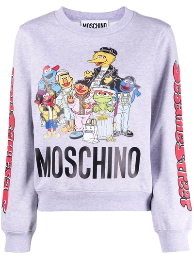 Moschino Sesame Street© Logo-print Sweatshirt In Light Grey