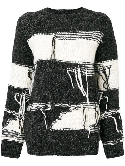 Sjyp Stripe Distressed Sweater | ModeSens