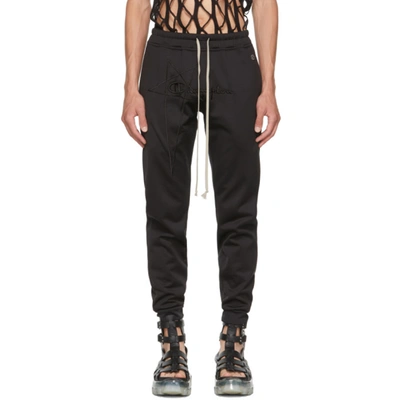 Rick Owens Black Champion Edition Heavy Jersey Lounge Pants In 09 Black