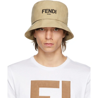 Fendi Neutral Reversible Logo Bucket Hat In Neutrals