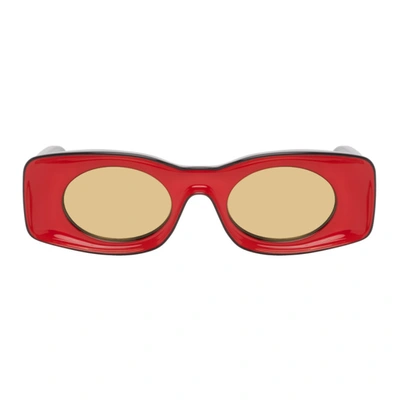 Loewe Red & Black Paula's Ibiza Square Sunglasses In 01g Red
