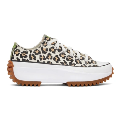 Converse Beige Cheetah Run Star Hike Low Sneakers In Driftwood/light