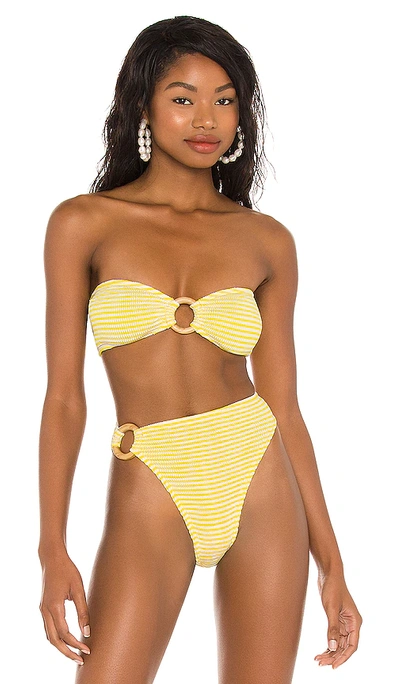 Cleonie Sea Kini Striped Bandeau Bikini Top In Sunshine Stripe